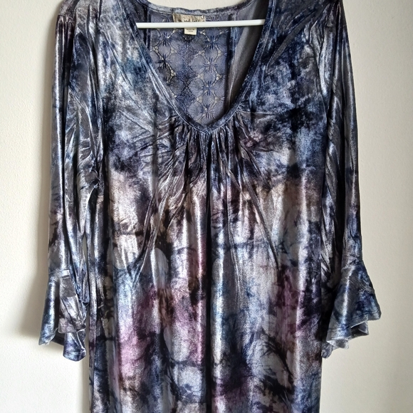 Live and Let Live Top Velour Size Large Whimsigoth Artsy Boho - Picture 12 of 14